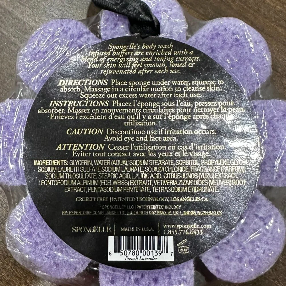 NEW - Spongellé French Lavender Wild Flower Bath Sponge - Picture 3 of 3